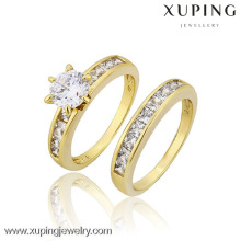 12801 Xuping joyería 14k color oro plateado diseño de moda regalo joyería romántica boda pareja anillos